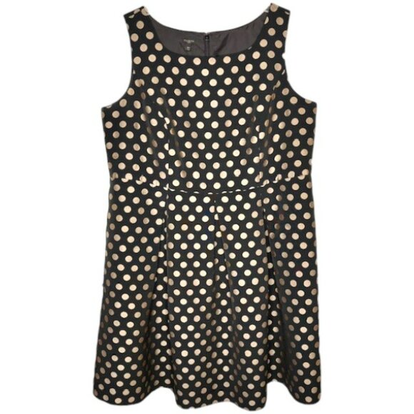 Talbots Woman Fit/Flare Sleeveless Party Dress - Black/Gold - 16P - Picture 1 of 7